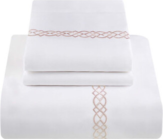 Superior Infinity Sroll Embroidered Certified Certified Egyptian Cotton 3 Piece Duvet Cover Set