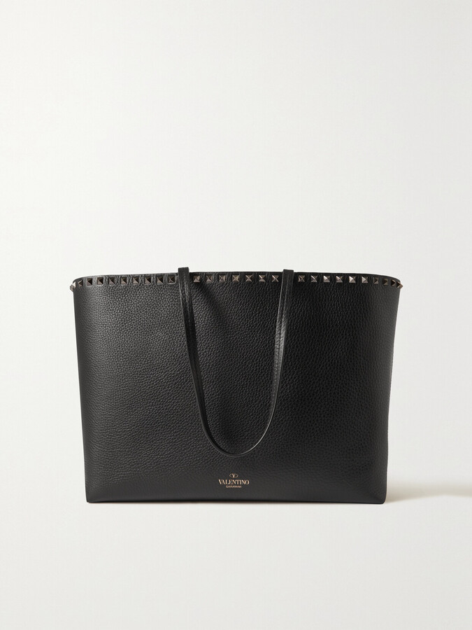 Valentino Garavani Rockstud Texturedleather Tote Black ShopStyle