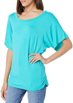Star Vixen Women's Petite Scoop Neck Dolman Sleeve Side Shirring Comfy  Tunic Top - ShopStyle