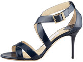 Thumbnail for your product : Jimmy Choo Louise Crisscross Patent Leather Sandal, Navy