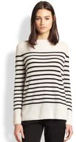 Thumbnail for your product : Vince Breton-Striped Ribbed Cashmere Sweater