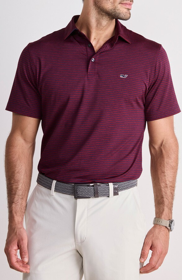 Vineyard Vines Stripe Sankaty Short Sleeve Performance Polo