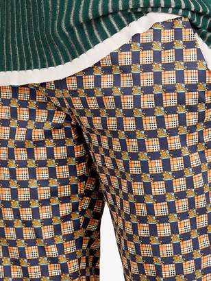 Burberry Tiled Archive Print Stretch Cotton Cigarette Trousers