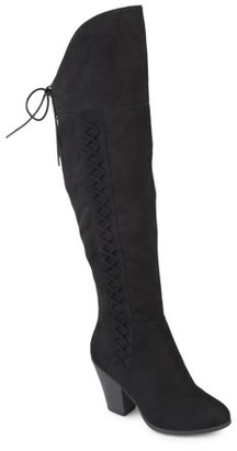 Brinley Co Womens Faux Leather Faux Lace-up Over-The-Knee Boots