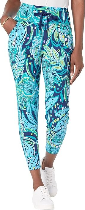 Lilly Pulitzer Island Mid-Rise Joggers (Low Tide Navy Catty Purrsonality)  Women's Clothing - ShopStyle Pants