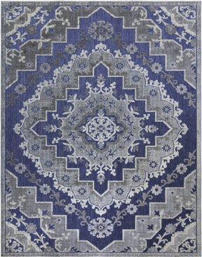 Gertmenian Kalari Amira Blue Gray Multicolored Bohemian Medallion Polypropylene High Low Flatweave Indoor Outdoor All Weather Area Rug