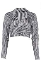 Thumbnail for your product : boohoo Stripe Tie Front Top