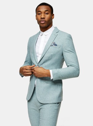 Topman Green Slim Fit Warm Handle Single Breasted Suit Blazer With Notch Lapels
