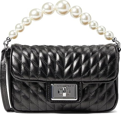 Karl Lagerfeld Paris Agyness Shoulder (Black/Pearl) Handbags - ShopStyle