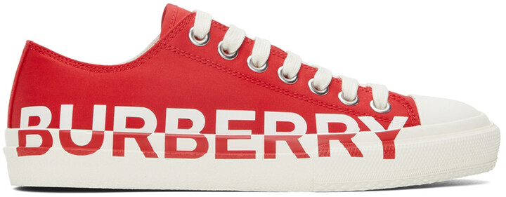 Burberry Gabardine Logo Print Low Sneakers - ShopStyle