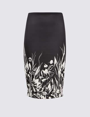 M&S Collection Floral Print Pencil Midi Skirt