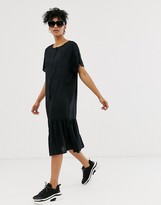 Thumbnail for your product : Monki midi dress with button detail in black