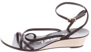 Chanel Leather Wedge Sandals