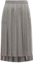 Thumbnail for your product : Thom Browne Chalk-striped Pleated Wool Midi Skirt - Womens - Grey