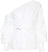 Thumbnail for your product : Jonathan Simkhai pleated off shoulder wrap shirt