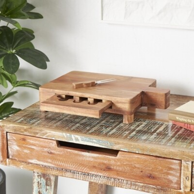 Bayberry Lane Handmade Cutting Board with 4 Cheese Knives Set of 4