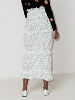 Thumbnail for your product : yuhan wang White Floral Print Ruched Midi Skirt