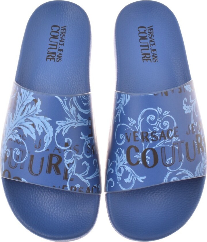 Versace Jeans Couture Logo Sliders Blue - ShopStyle Sandals & Slides