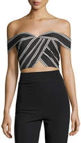 Thumbnail for your product : Alice + Olivia Annalyn Off-the-Shoulder Striped Crop Top