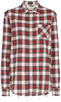 Thumbnail for your product : R 13 distressed long sleeve check print cotton shirt