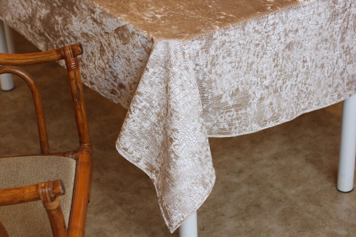 Etsy Table Cloth in Crocodile Suede Avail. White - Tan Gold