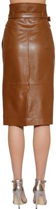 Alberta Ferretti High Waist Leather Midi Skirt