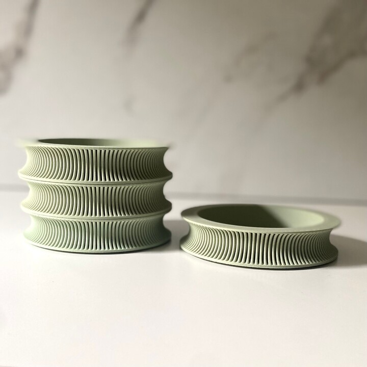 Etsy stacking "Curvy Coaster" Pastel Green Matte Finish Mid Century Modern