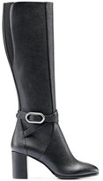 Thumbnail for your product : HUGO BOSS Grained Italian-leather knee boots with signature hardware