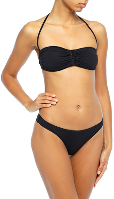 Melissa Odabash Cayman Ruched Zip-detailed Bandeau Bikini Top