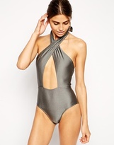 Thumbnail for your product : ASOS Cross Wrap Halter High Waist Swimsuit