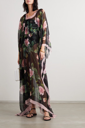 Dolce & Gabbana Floral-print Silk-chiffon Dress - Black