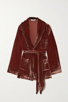 Thumbnail for your product : SLEEPING WITH JACQUES + Net Sustain Bon Vivant Belted Piped Velvet Robe