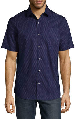 Claiborne Mens Short Sleeve Floral Button-Front Shirt