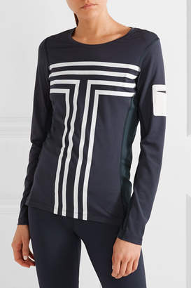 Tory Sport Performance Printed Stretch-jersey Top - Midnight blue
