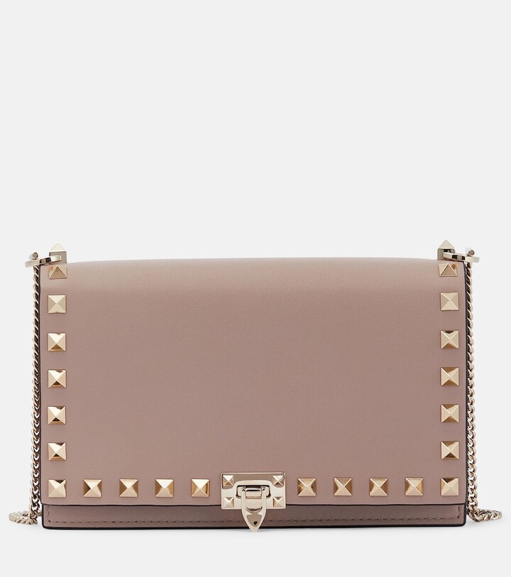 Valentino Garavani Rockstud Small leather wallet on chain ShopStyle