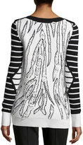 Thumbnail for your product : McQ Tiger-Jacquard Striped Long Sweater, Black/Milk