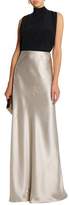 Thumbnail for your product : Amanda Wakeley Open Knit-trimmed Fluted Silk-satin Maxi Skirt