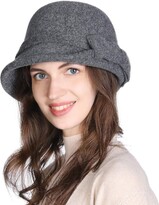 Thumbnail for your product : Jeff & Aimy Wool Winter Fedora for Women Felt Vintage 1920s Bucket Round Bowler Hat Cloche Warm Ladies Gray One Size
