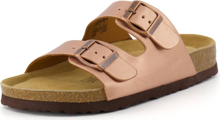 CUSHIONAIRE Women's Lane Cork Footbed Sandals In Rose Gold
