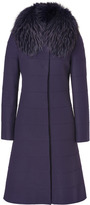Thumbnail for your product : Alberta Ferretti Purple Wool Coat with Removable Fur Collar