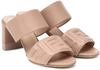 fendi ff embossed leather sandals