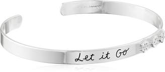 Disney Sterling "Let It Go" with Snowflakes Cuff Bracelet, 2.25"