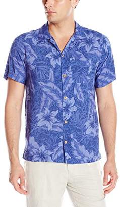 Caribbean Joe Men's Slim Fit Short Sleeve Button up Tonal Rayon Hawaiian Shirt