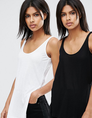 ASOS The Scoop Neck Tank In Slouchy Rib With side Splits 2 Pack