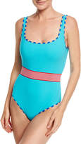 Thumbnail for your product : Diane von Furstenberg Classic Belted One-Piece Swimsuit, Blue