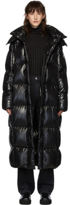 shiny black moncler coat
