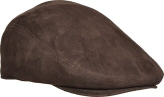 Gents Genuine BROWN Suede Soft Leather Flat Cap English Granddad Hat Classic Cap 