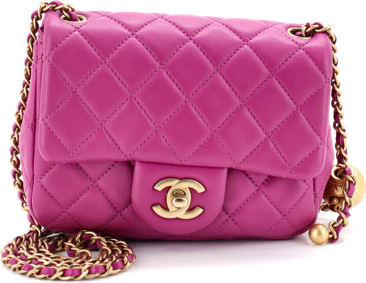 Chanel Pearl Crush Square Flap Bag Quilted Lambskin Mini
