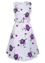 Thumbnail for your product : Ruiyige Women’s Sleeveless Round Neck Middle Dress Floral Print Dress S