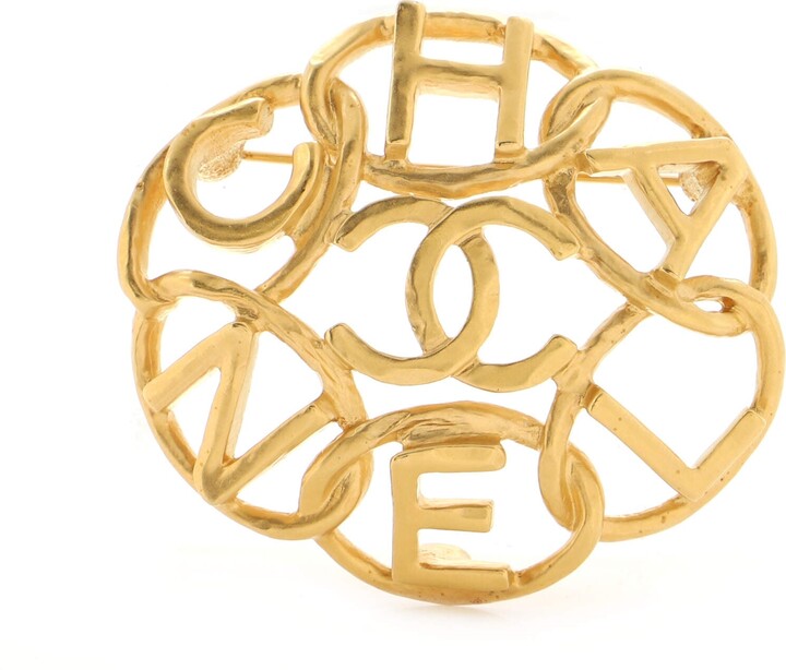 Chanel CC Logo Letters CutOut Round Brooch ShopStyle Hats
